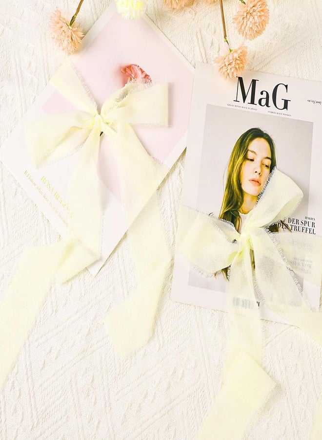 Buildcon 4 Rolls Hand-Torn Chiffon, Satin Ribbon Roll,Soft Gift Wrapping for Wedding, Crafts, Bouquets - Feel Ribbon for Decor and DIY Projects - Image 4